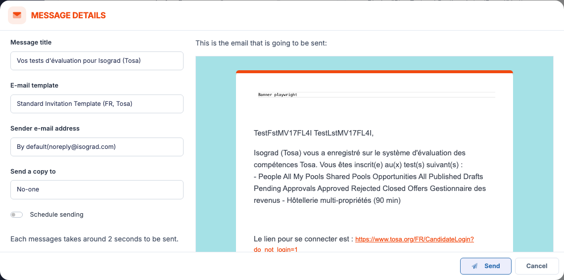 "Message details" window