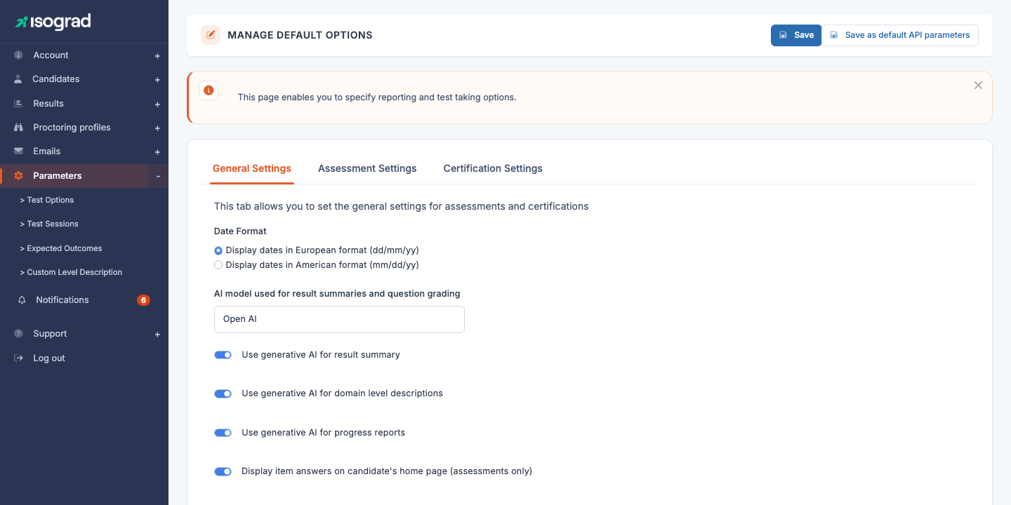 Tab "General settings"