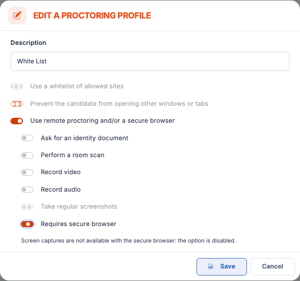 Profile with the secure browser