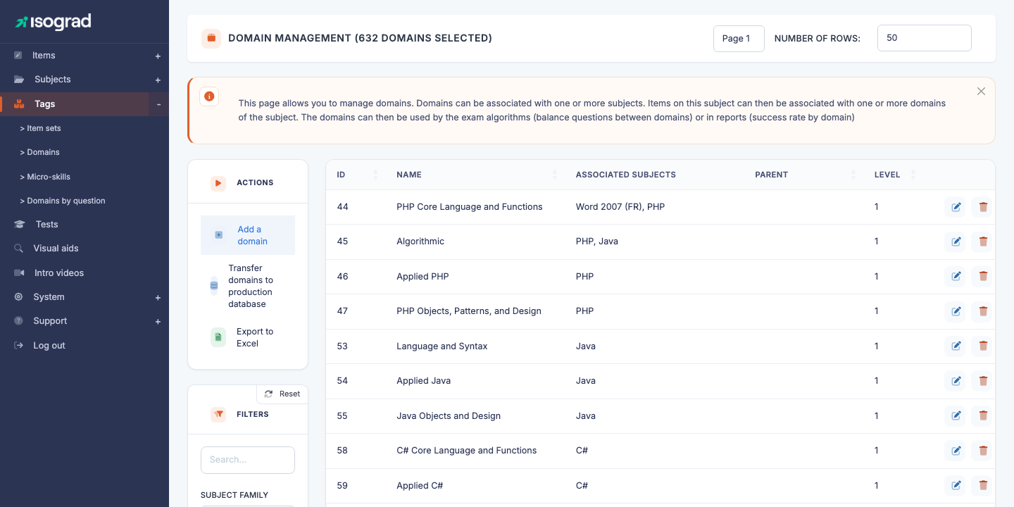 Page "Skill domain management"