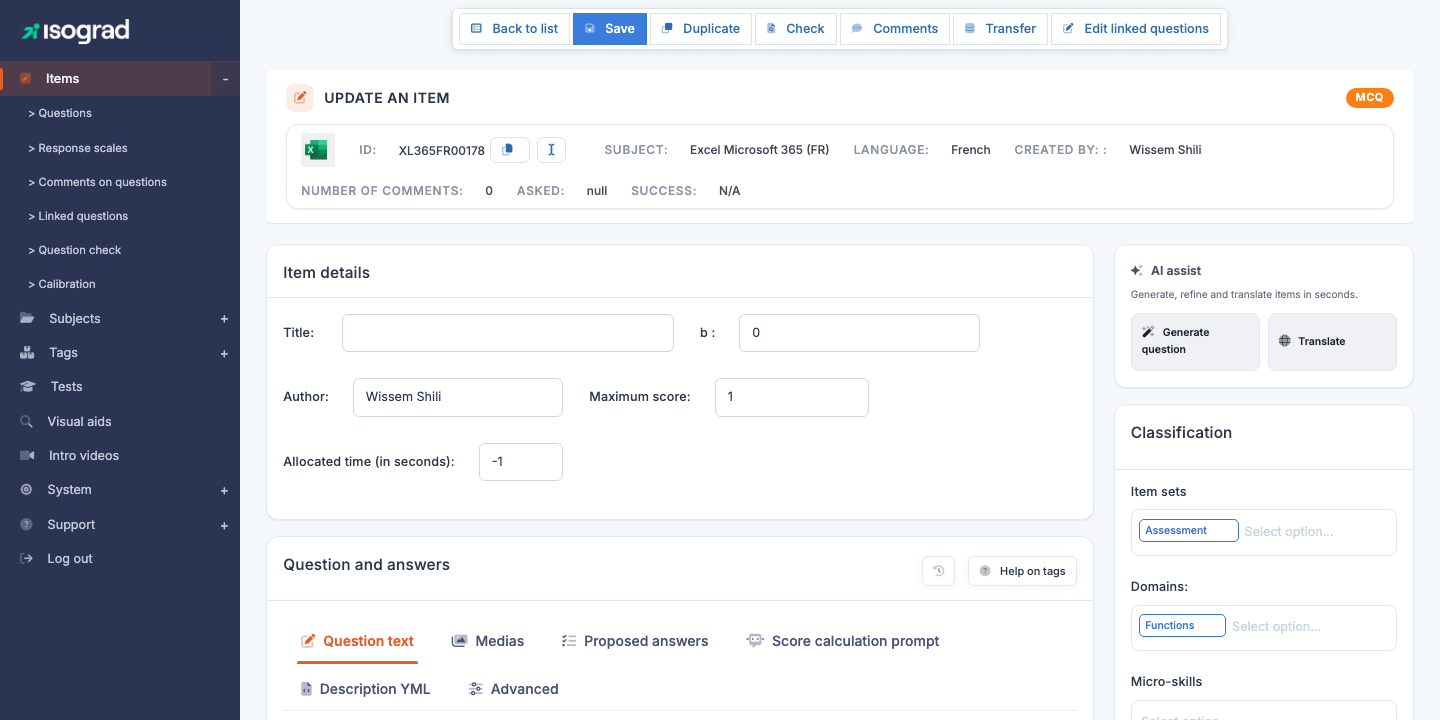 Question editor — overview (MCQ type)
