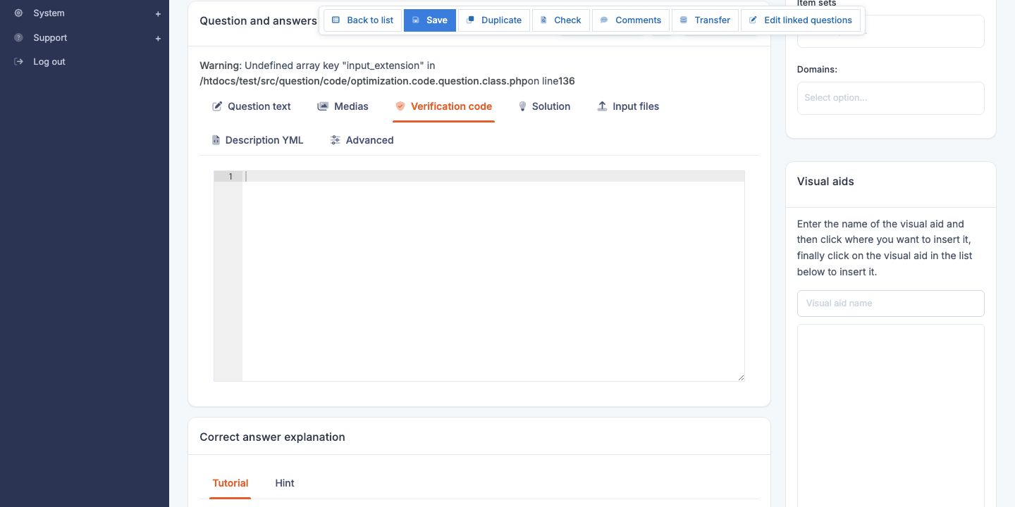 Code-optimisation question editor