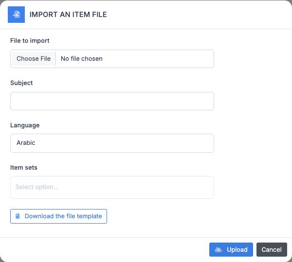 Question import window
