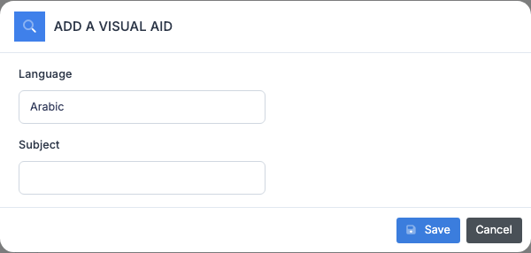 Visual aid creation modal