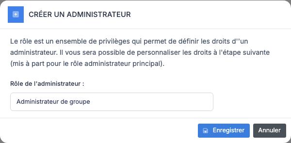 Fenêtre de choix du rôle