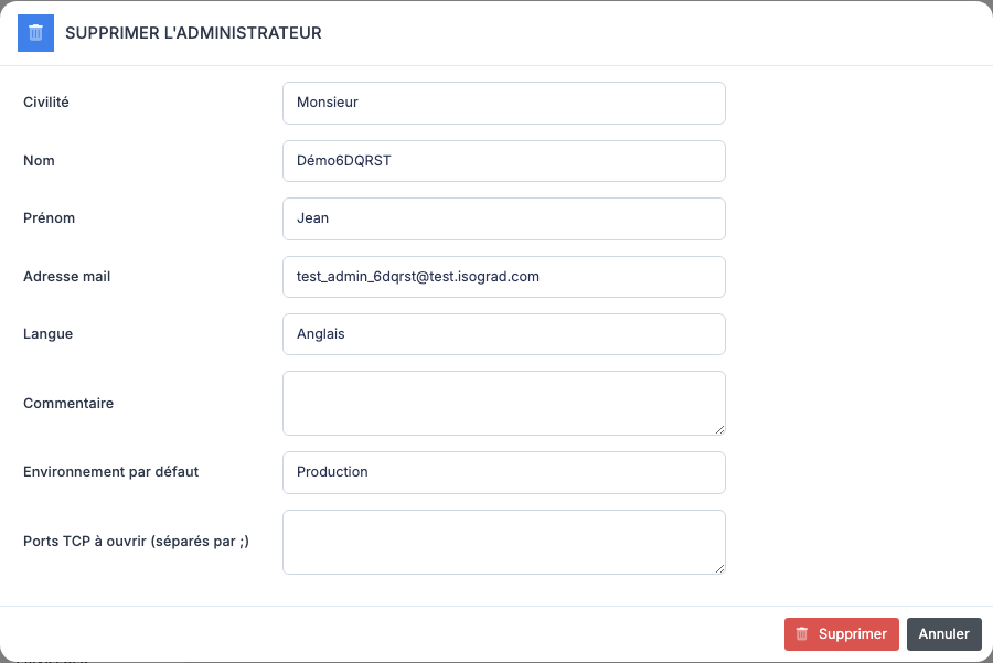 Confirmation de suppression