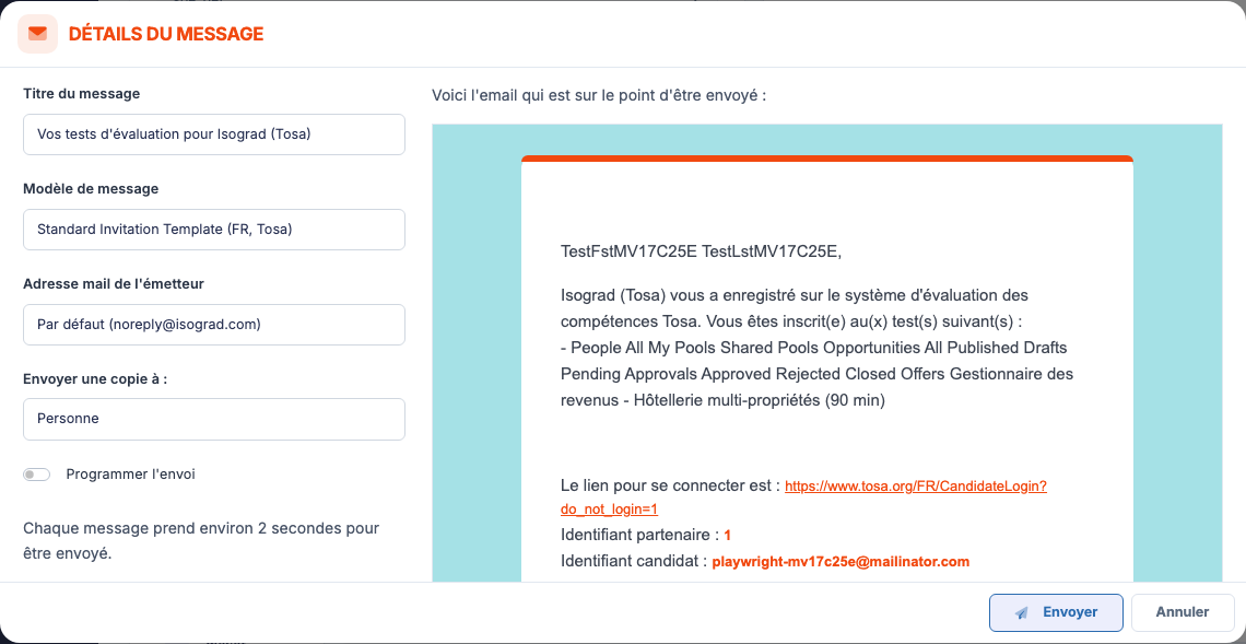 Fenêtre "Détails du message"