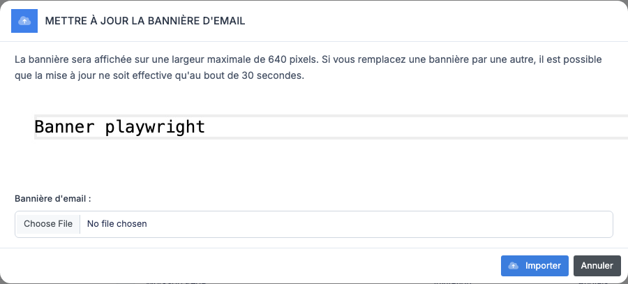 Fenêtre d'upload de bannière
