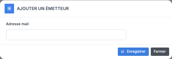 Fenêtre d'ajout d'émetteur