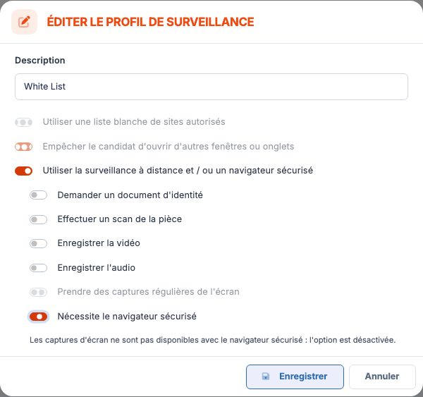 Profil avec navigateur sécurisé
