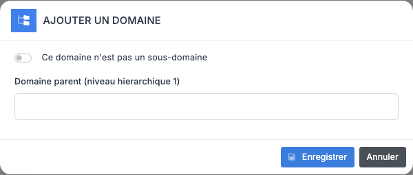 Modal — sélection du L1 parent pour créer un L2