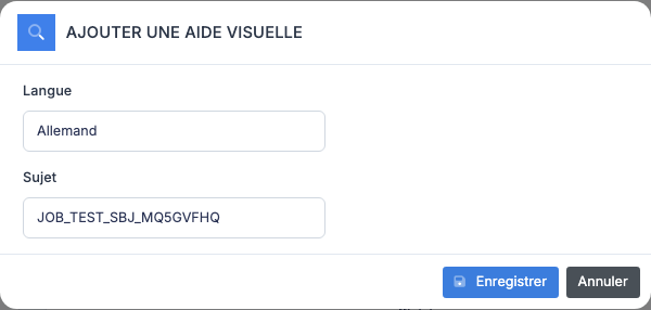 Modal de création d'une aide visuelle