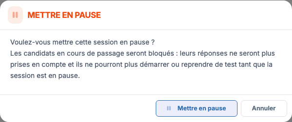 Confirmation de mise en pause